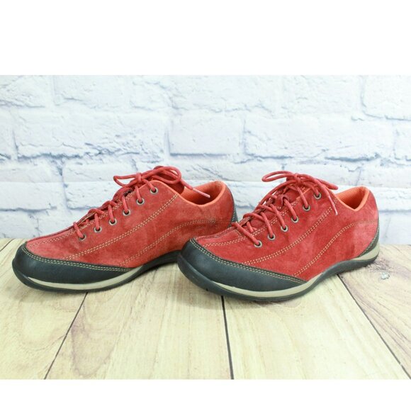 LL Bean Red Suede Water Stain Resistant Beansport Hiking Shoes Size 7.5 M - Picture 2 of 9